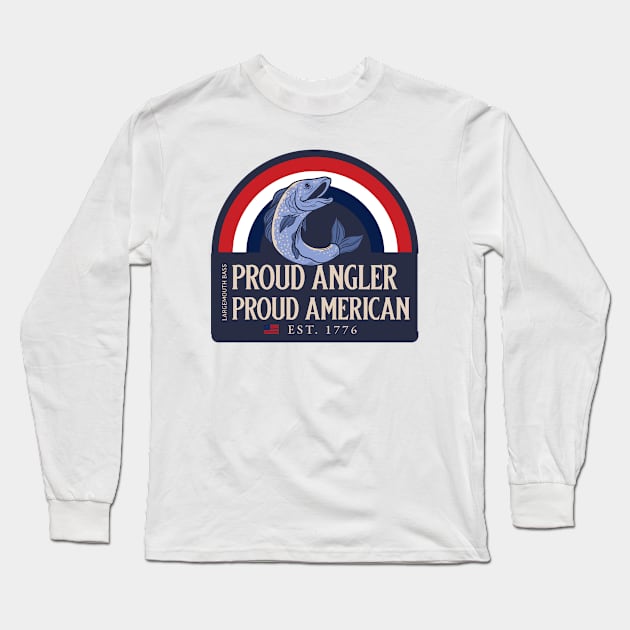 Proud Angler, Proud American: Largemouth Bass - American Flag Est 1776 Long Sleeve T-Shirt by lildoodleTees